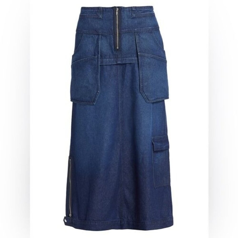 EB Denim Modular Denim Cargo Skirt in Midnight